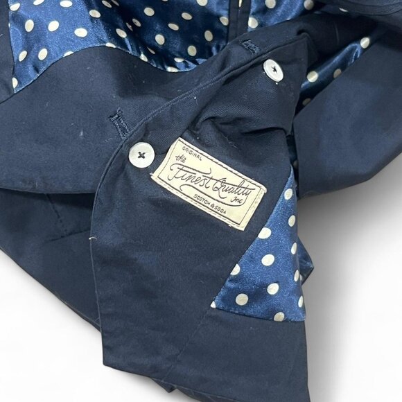 Men’s Scotch & Soda Navy Blue Waistcoat Dress Vest Tailored Large Polka Dot Lini - Picture 4 of 5